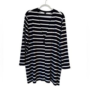 J Jill Wearever Collection Navy | White Striped Knit Cardigan